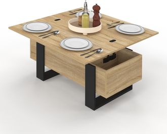 IDMarket Tavolino Rettangolare Che Si Trasforma In Un Tavolo Da Pranzo Di Design Industriale Phoenix