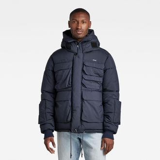 G-Star Mens G-Star RAW Field Hooded Puffer Jacket - Navy - Size Medium