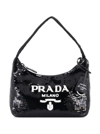 Prada Re-Edition 2000 Sequins Mini hobo bag - women - Plastic/Sequin - One Size - Black