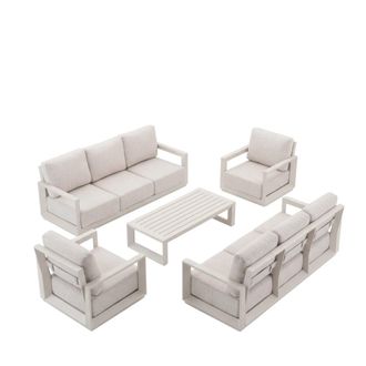 Kerama Conjunto de jard&iacute;n 8 plazas de aluminio beige