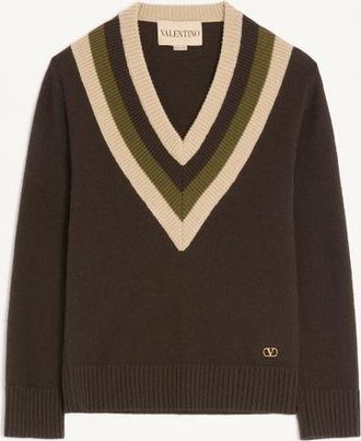 Valentino Maglia In Lana Donna DARK FUDGE/BEIGE XL