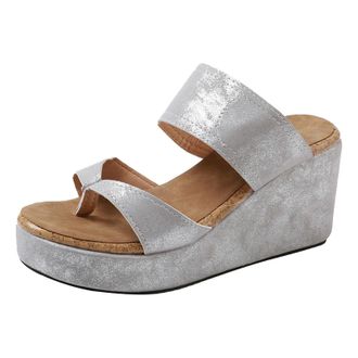 Generic Thick Soled Thong Toed Womens Outdoor Sandals Fashionable Leather Wedge Heeled Beach Casual Sandals Women Lightweight And Comfortable Summer Sandal (W