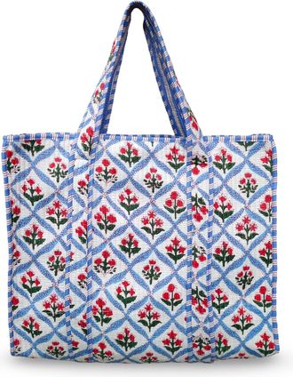 Generic Floral Cotton Tiger Block Print Tote Bag, Indian Handmade Shopping Shoulder Beach Bag, Unisex Market Daily Use (1, DN 39)