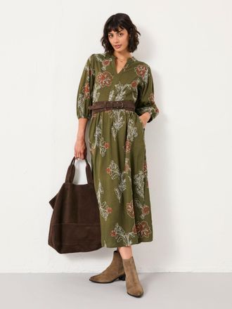Fat Face FatFace Vivienne Olive Green Regular Embroidered Midi Dress