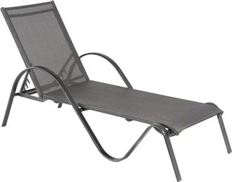 EDÈN JARDÍ Tumbona apilable y reclinable de aluminio y textilene antracita
