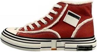 Generic YUJIEBB Fashion Mens Casual Shoes Sneakers Lace-Up Canvas Personality Male Skateboard Footwear Comfy Red