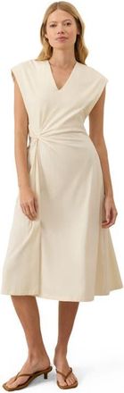 Pact Cotton Jersey V-Neck Twist Dress Made with Organic Cotton in Vanilla at Nordstrom, Size Xx-Large