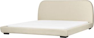 Beliani Cama De Agua Con Somier Cl&aacute;sica Con Cabecero Tapizado De Tela Beige Claro 180 X 200 Cm Roisel