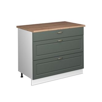 Vicco Mueble Bajo De Cocina Fame-line, Verde Dorado Casa De Campo/blanco, 100 Cm, Et Roble, Vicco
