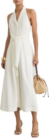 Reiss Tor Tie Waist Sleeveless Maxi Dress in Ivory at Nordstrom, Size 10 Us