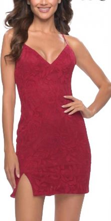 La Femme Lace Cocktail Dress In Red