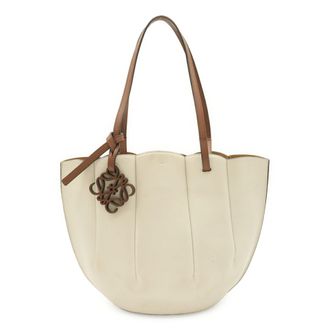Loewe Brown White Leather Shoulder Bag Tote Bag (Pre-Owned)