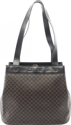 Celine Black Brown Coated Canvas Pvc Leather Handbag Tote Bag (Pre-Owned)