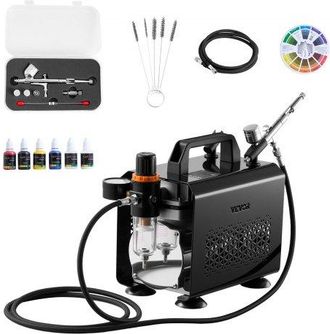 OEM Kit De Aer&oacute;grafo Con Compresor De Aire 1/6 Hp, 1 Aer&oacute;grafo De Doble Acci&oacute;n Con 3 Boquillas, Manguera, Pinturas Acr&iacute;licas, Kit De Pintura Para Decoraci