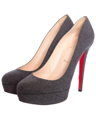 Christian Louboutin Womens Wool/Hair Bianca 140 Court Shoe (Authentic Pre- Loved)