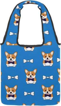 Generic Dogs Reversible Canvas Shoulder Tote - Double-Sided Print, 12oz Cotton, 27cm Drop, Fold-Flat Bag for Travel, Shopping, Street Outings