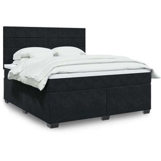 vidaXL Cama Box Spring Con Colch&oacute;n Terciopelo Negro 180x200 Cm Vidaxl