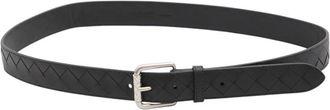 Bottega Veneta Black Intrecciato Buckle Belt