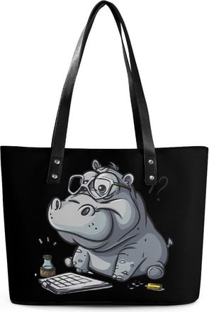 Generic Math Hippo Tote Bags for Women Cute Shoulder Purses Handbags