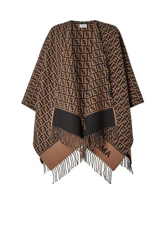 Fendi Ff Virgin Wool And Cashmere Poncho-Donna