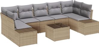 vidaXL Garden Sofa Set 8 pcs Beige Poly rattan Vidaxl