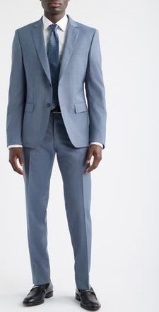 BOSS Huge Slim Fit Blue Microcheck Wool Suit in Open Blue at Nordstrom Rack, Size 38 Regular