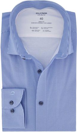Olymp overhemd blauw body fit semi-wide collar
