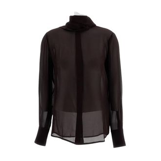 7 For All Mankind Camisa de seda con lazo - Blouses & Shirts - Mujer - Marr&oacute;n - S