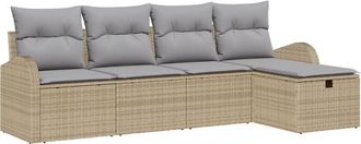 vidaXL Sofa Set with Cushion 5 pcs Beige and Light Grey Poly Rattan vidaXL