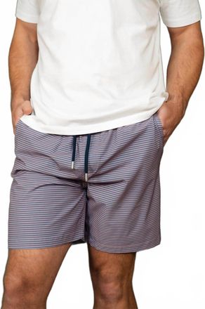 Stone Rose Mens Horizontal Striped Swim Trunk In Medium Pink