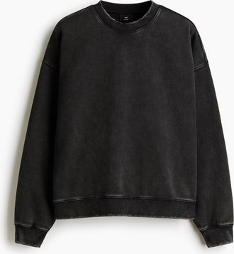 H&M Sweatshirt im Washed-Look in Oversized Fit - Schwarz