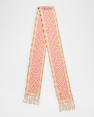 Valentino Garavani Monogram Fringe-Trim Scarf