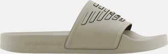 Emporio Armani Mens Eagle Logo Beige Rubber Slider - Cream - Size: 9