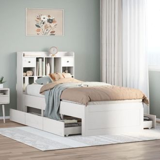 Berkfield Home Bookcase Bed without Mattress White 75x190 cm Small Single Solid Wood Pine