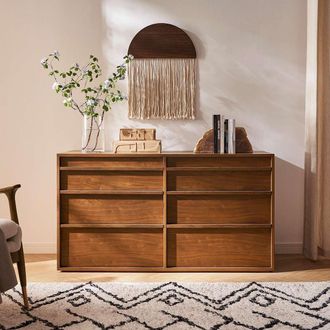Castlery Joseph 6-Drawer Dresser by Castlery - Modern Walnut Tone, Brown Finish