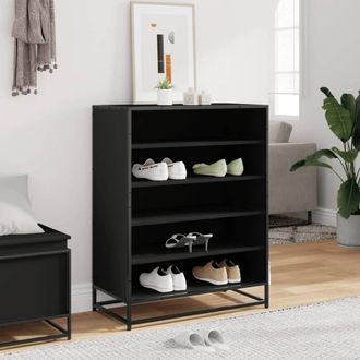 Berkfield Home Shoe Cabinet Black 75x38x97.5 cm Engineered Wood & Metal