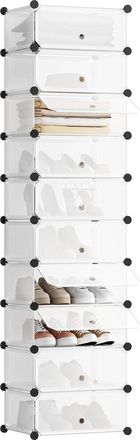 Woltu Zapatero Modular Estanter&iacute;a Por M&oacute;dulos Diy Zapatero Con 10 Estantes Almacenamiento Para Habitaci&oacute;n Sal&oacute;n Ba&ntilde;o 47x35x170cm Blanco - Woltu