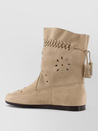 Isabel Marant woosta leather boots tassel braid detail