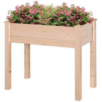 OUTSUNNY Fir Wood Raised Rectangular Plant Stand 86 L x 46 W x 76 H cm | TJ Hughes