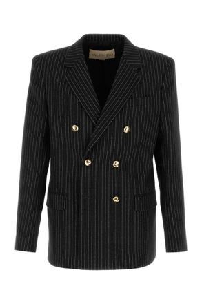 Valentino Black Stripe Wool Blazer
