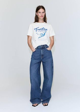 Mango Maglietta cotone stampata blu - Donna - XXS - MANGO