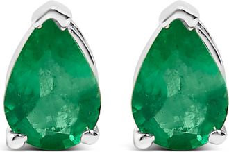House of Brilliance 14K Gold 6x4MM Pear Shaped Gemstone Solitaire Stud Earrings