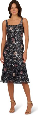 Adrianna Papell Womens Bead Flounce Hem Dress - Blue - Size 18 UK