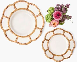 Mrs. Alice Petal Wooden Ceramic Starter Plate in Neutral at Nordstrom