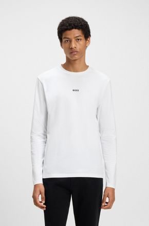 Boss Orange by Hugo Boss Langarmshirt BOSS ORANGE TChark, Herren, Gr. XXL, weiss (wei&szlig;), Single Jersey, Obermaterial: 96% Baumwolle, 4% Elasthan, bestickt, unifarben, regular 