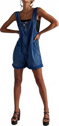 Free People Jude Four-Pocket Design Shortalls In Mid Indigo