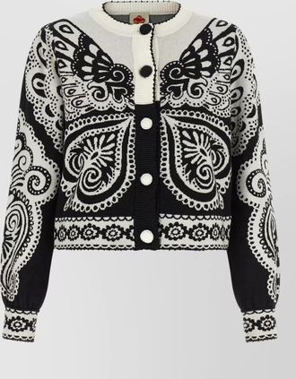 Farm Rio jacquard cropped cardigan