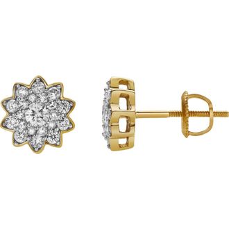 LuvMyJewelry Florana 10K Yellow Gold Cluster Diamond Unisex Earrings - 0.48 Cts at Nordstrom