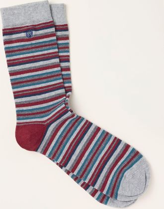 Fat Face FatFace Burgundy Red Striped Socks