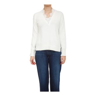 Twinset Maglia Bianco - Dames - V-hals truien - Wit - M - Truien & Vesten